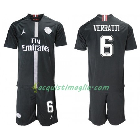 Divisa di Calcio Paris Saint Germain Verratti 6 Jodan Giallo Bambino Terza 2018/2019